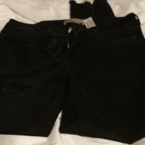 Zara distressed jeans with lace inset